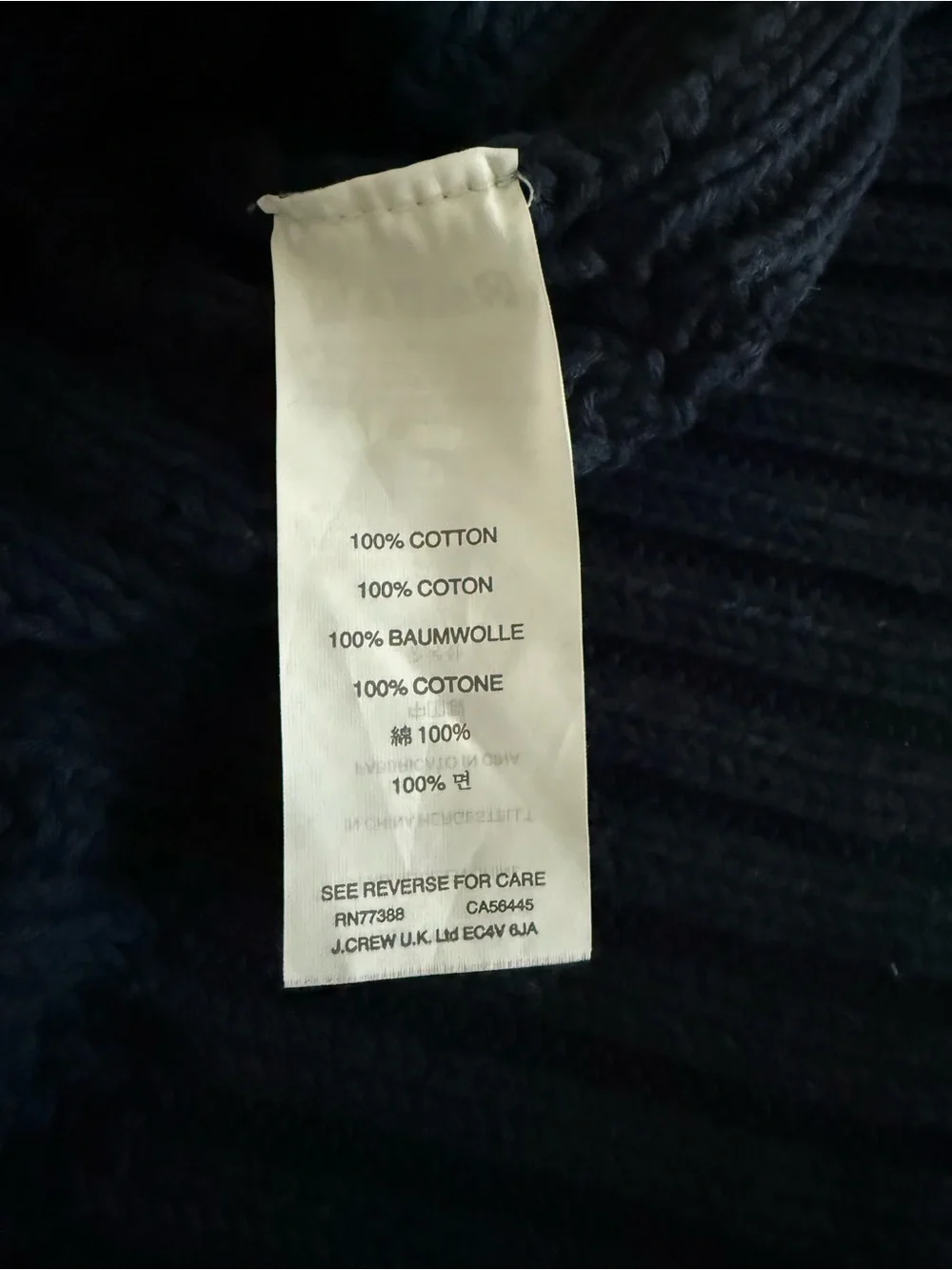 J. Crew Navy Cable-Knit Crewneck Sweater